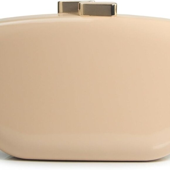 Versatile Nude Patent Leather Clutch with Magnetic Closure - Stylish & Safe - Picture 1 of 7